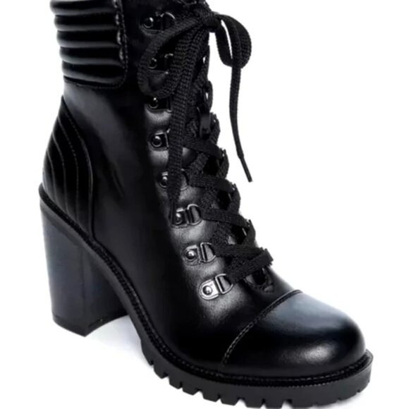 G by Guess Shoes - G by Guess Jetti Black Heeled Combat Boots
